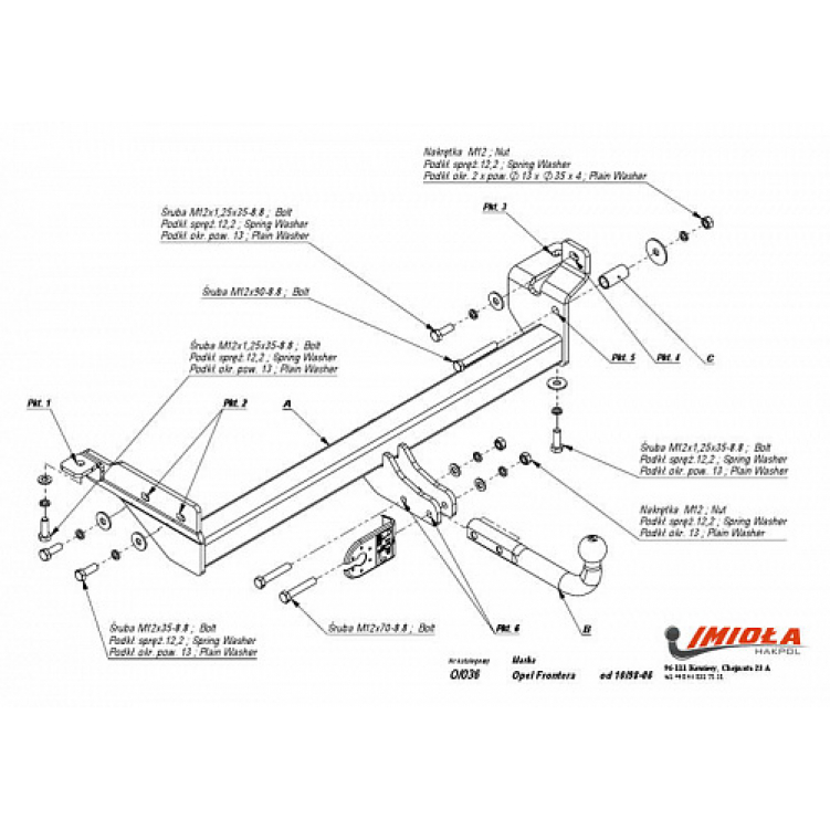 Купить фаркоп opel frontera b 1998-2006 - o.036 imiola по цене  Низкие цены. Большой выбор. Доставка по всей России. Интернет-магазин в Москве. Только положительные отзывы!