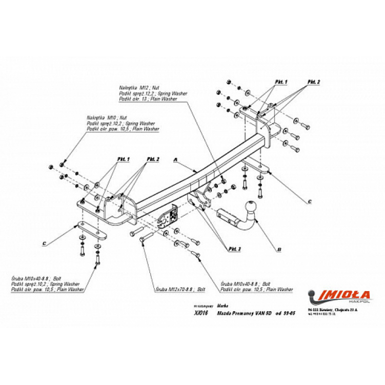 Купить фаркоп mazda premacy 1999-2005 - x.016 imiola по цене  Низкие цены. Большой выбор. Доставка по всей России. Интернет-магазин в Москве. Только положительные отзывы!