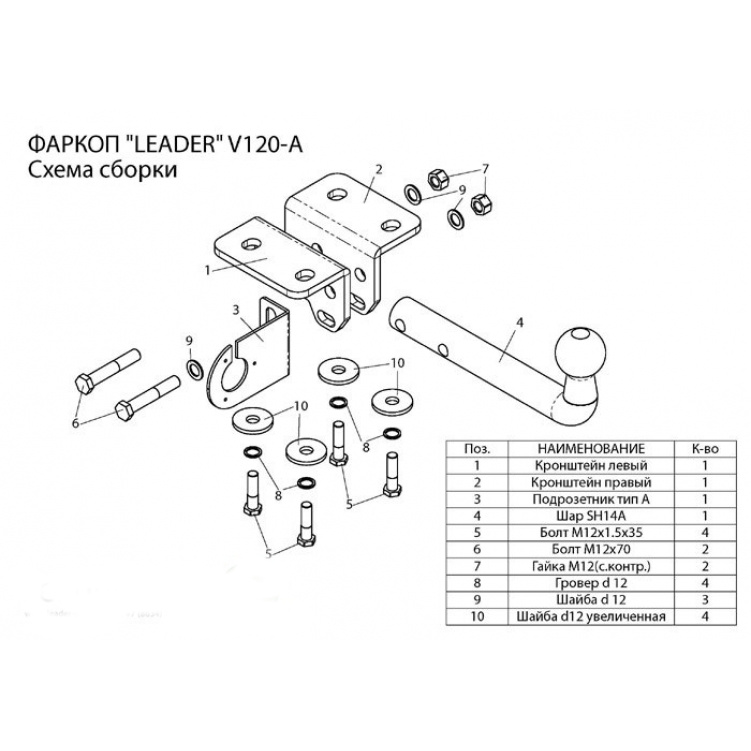Купить фаркоп volkswagen amarok 2010- v120-a лидер-плюс по цене  Низкие цены. Большой выбор. Доставка по всей России. Интернет-магазин в Москве. Только положительные отзывы!