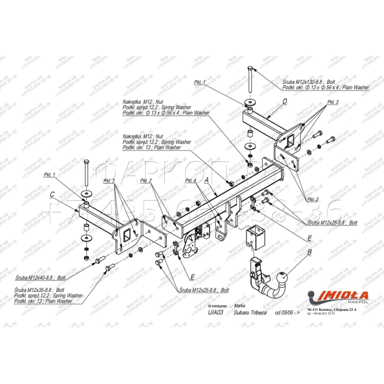 Купить фаркоп subaru tribeca 2006-2014 - u.a03 imiola по цене  Низкие цены. Большой выбор. Доставка по всей России. Интернет-магазин в Москве. Только положительные отзывы!