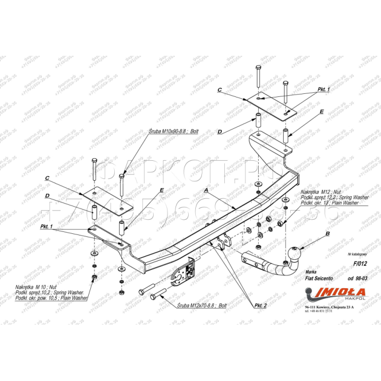 Купить фаркоп fiat seicento 1998-2003 - f.012 imiola по цене  Низкие цены. Большой выбор. Доставка по всей России. Интернет-магазин в Москве. Только положительные отзывы!