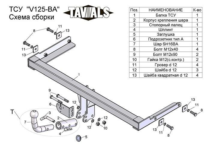 Купить фаркоп volkswagen polo седан 2010-, skoda rapid лифтбек 2012 - v125-ba tavials по цене  Низкие цены. Большой выбор. Доставка по всей России. Интернет-магазин в Москве. Только положительные отзывы!
