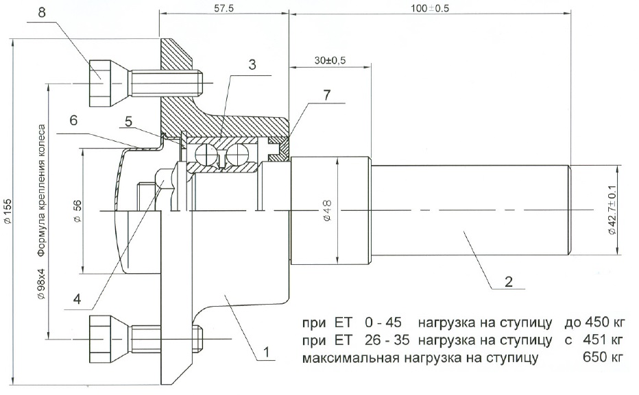 Задняя ступица 2108 чертеж