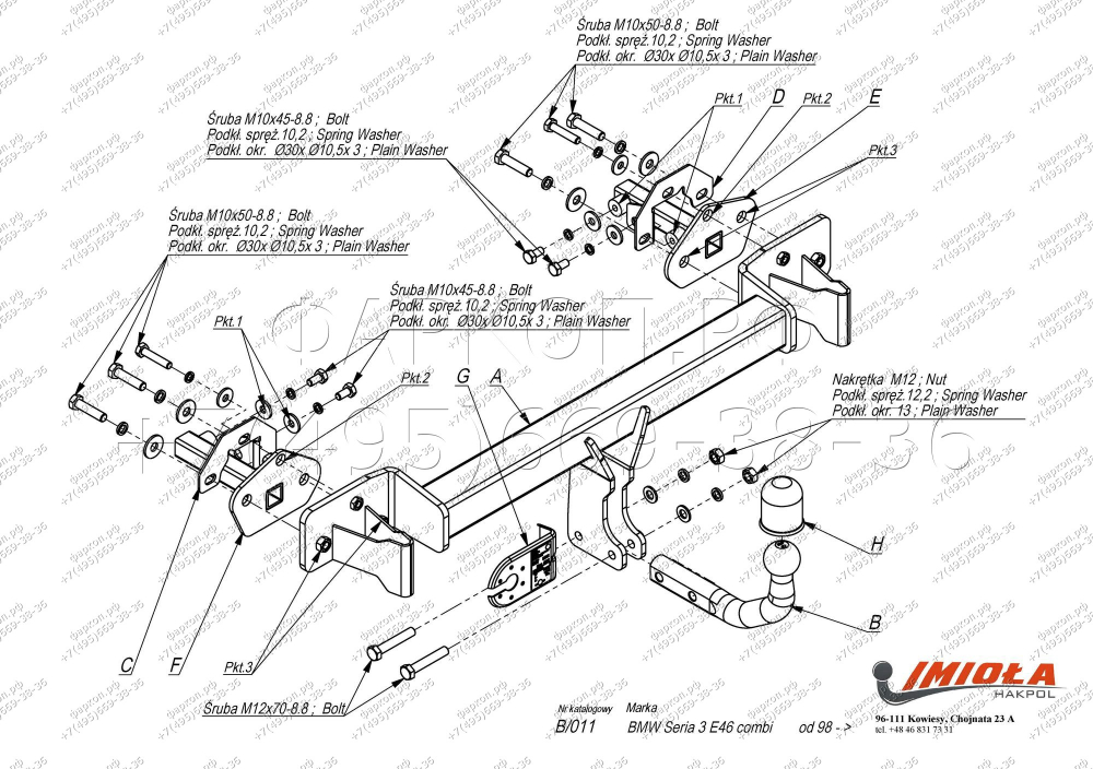 Купить фаркоп bmw 3-series e46 универсал 1998-2005 - b.011 imiola по цене  Низкие цены. Большой выбор. Доставка по всей России. Интернет-магазин в Москве. Только положительные отзывы!