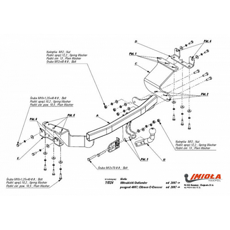 Купить фаркоп mitsubishi outlander, citroen c-crosser, peugeot 4007 2007-2012 - y.a24 imiola по цене  Низкие цены. Большой выбор. Доставка по всей России. Интернет-магазин в Москве. Только положительные отзывы!